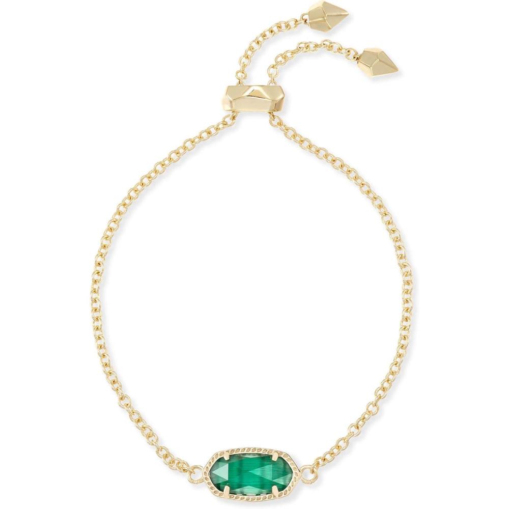 image:imageKendra Scott Elaina Adjustable Chain Bracelet for Women Fashion Jewelry GoldPlatedGOLD EMERALD CATS EYE