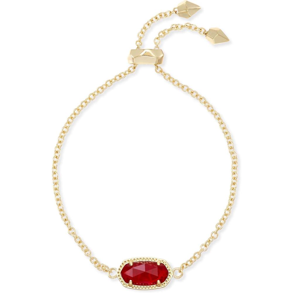 image:imageKendra Scott Elaina Adjustable Chain Bracelet for Women Fashion Jewelry GoldPlatedGOLD RUBY RED CLEAR GLASS