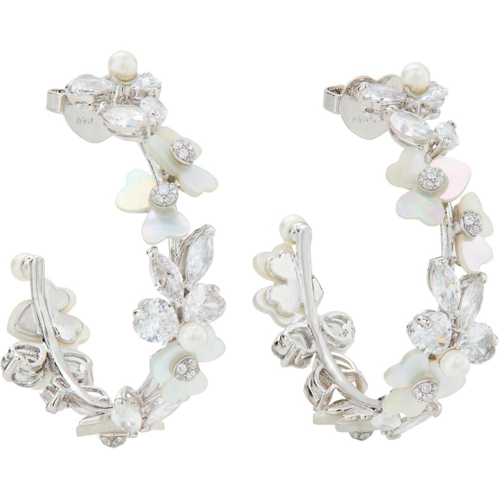 image:imagekate spade new york Precious Pansy Cluster EarringsCreamSilver Hoops