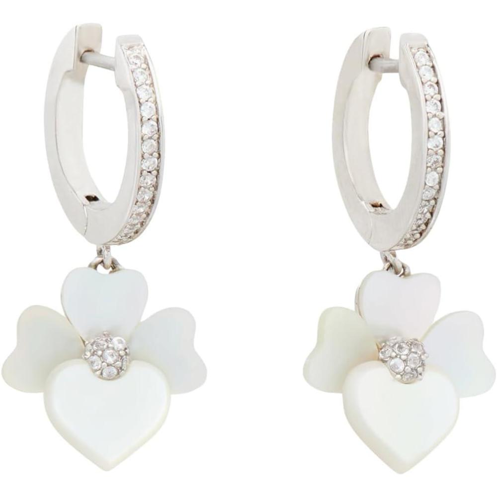 image:imagekate spade new york Precious Pansy Cluster EarringsCreamSilver Huggies