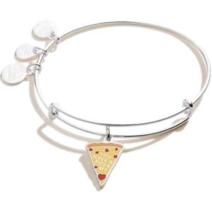 Alex and Ani Food Expandable Bangle for Women, You Have a Pizza My Heart Charm, Shiny Silver Finish, 2 to 3.5 in