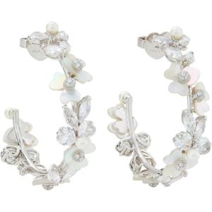 kate spade new york Precious Pansy Cluster Earrings(Cream/Silver Hoops)