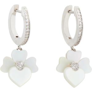 kate spade new york Precious Pansy Cluster Earrings(Cream/Silver Huggies)