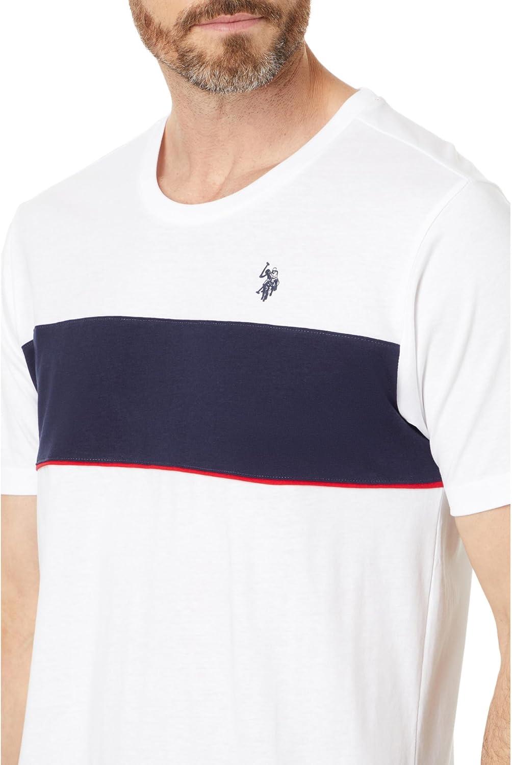 image:imageUS Polo Assn Mens Short Sleeve Colorblock Stripe Crew Neck Jersey Tee ShirtWhite