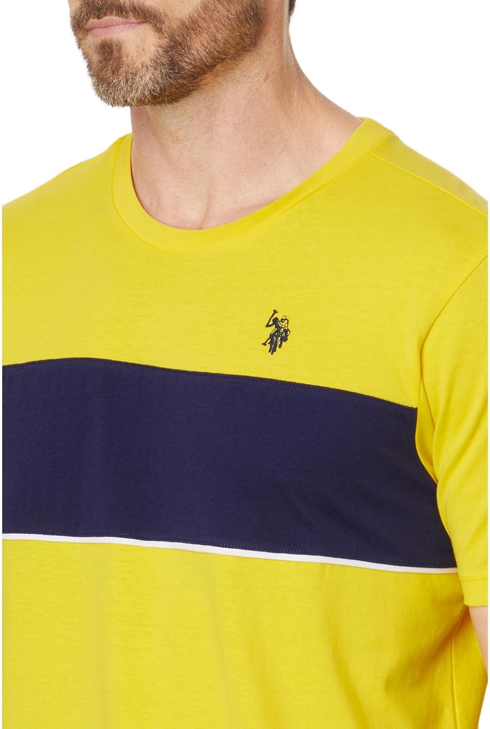 image:imageUS Polo Assn Mens Short Sleeve Colorblock Stripe Crew Neck Jersey Tee ShirtWinning Yellow