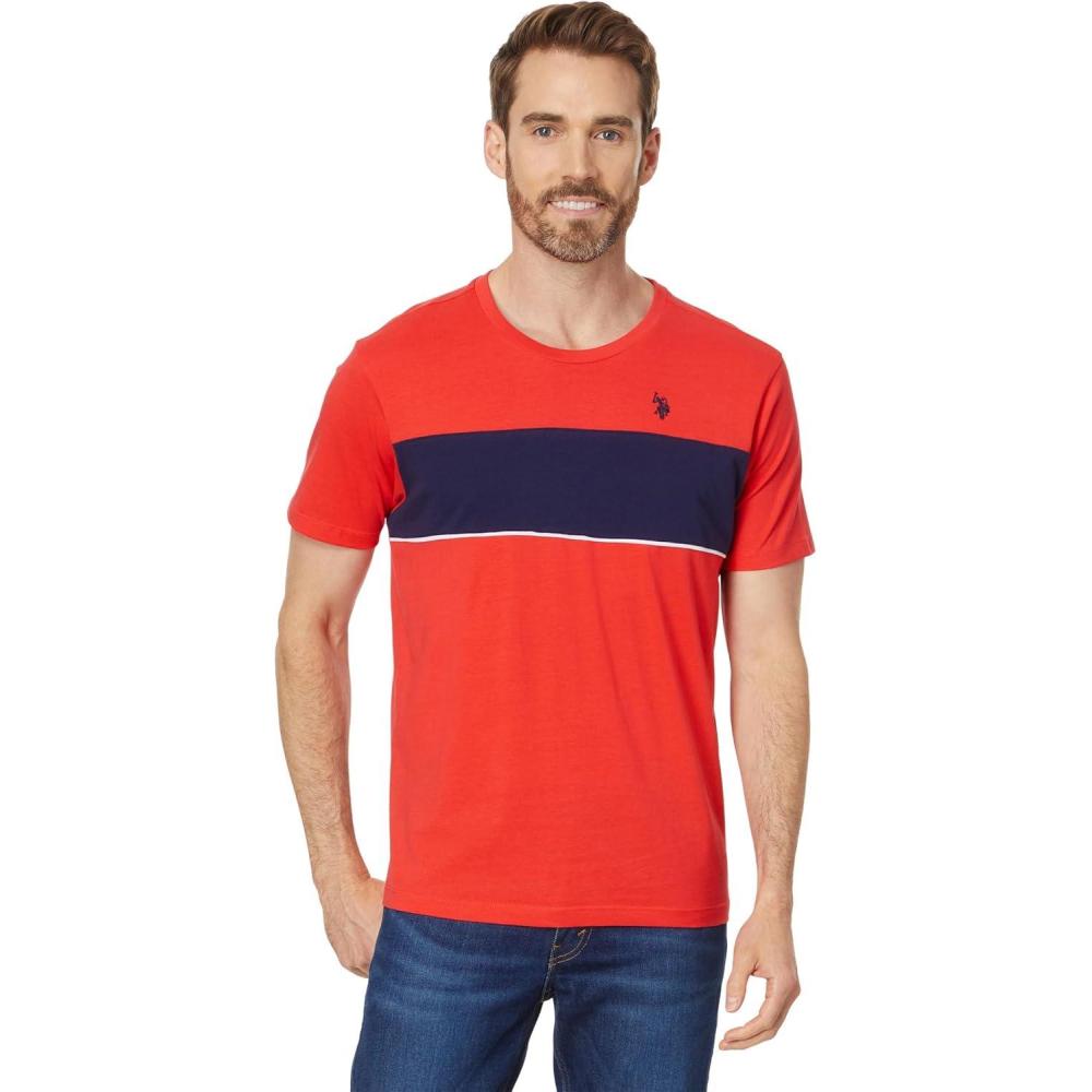 image:imageUS Polo Assn Mens Short Sleeve Colorblock Stripe Crew Neck Jersey Tee ShirtBarberry
