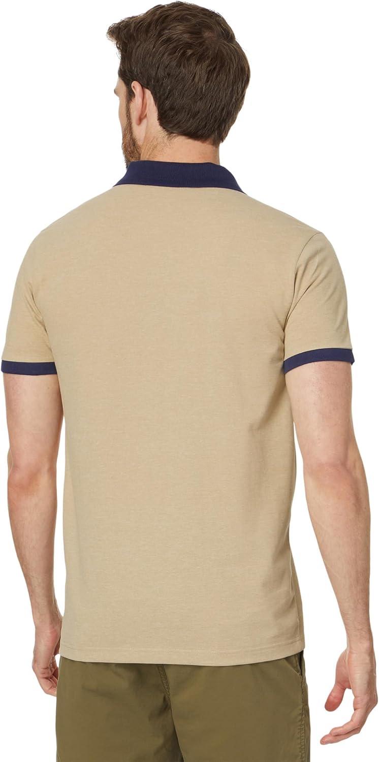 image:imageUS Polo Assn Mens Short Sleeve Slim Fit Printed Chest Stripe Pique Polo ShirtKhaki Heather
