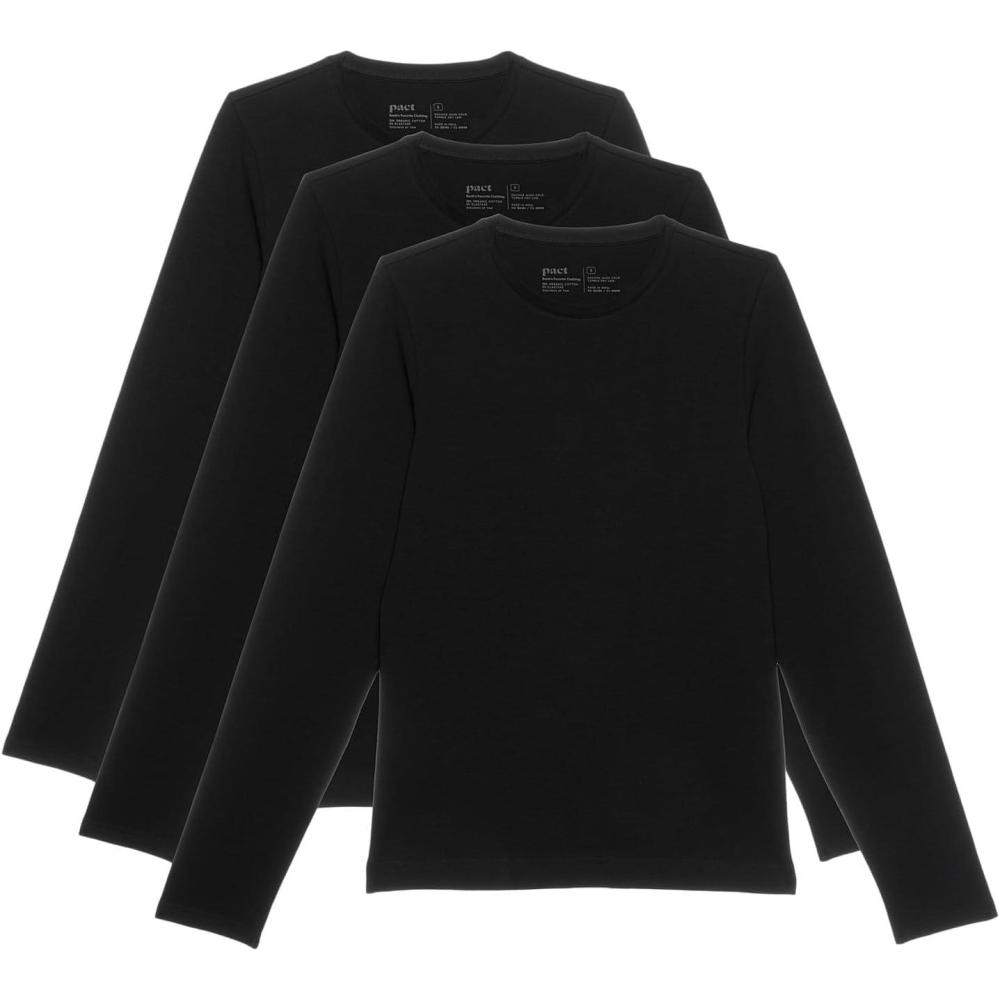 image:imagePact Mens Cool Stretch Long Sleeve Crew Undershirt 3PackBlack