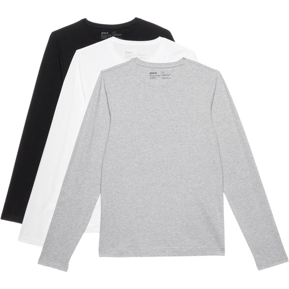 image:imagePact Mens Cool Stretch Long Sleeve Crew Undershirt 3PackHeather Basics