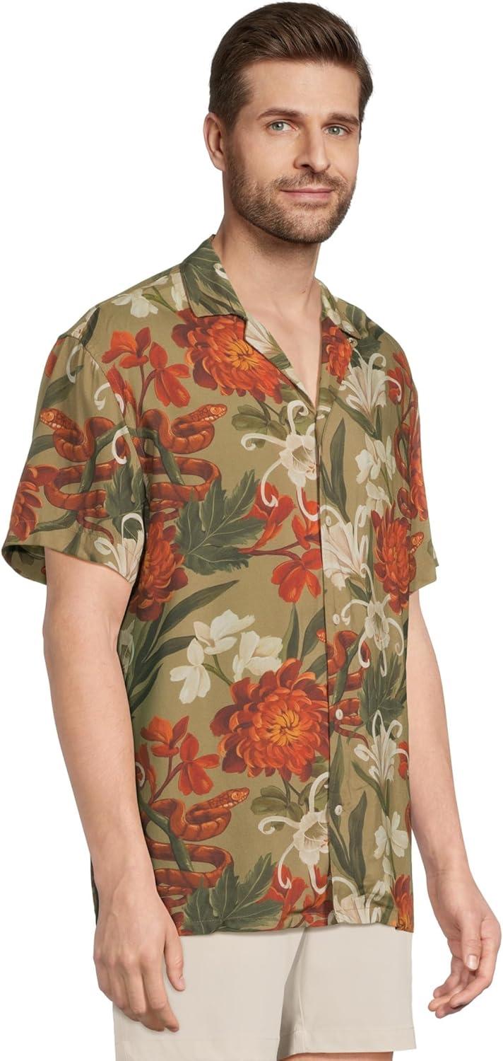 image:imageChubbies Mens The Snakey Rayon Sunday ShirtMedium Khaki Pattern Base Includes Plaids