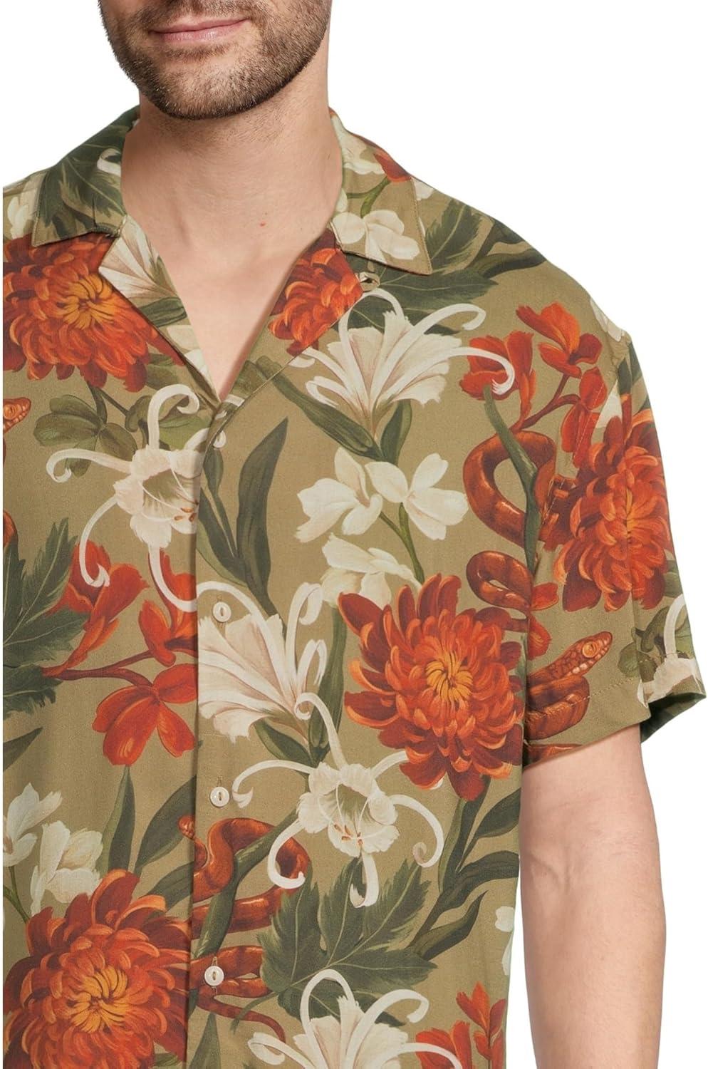 image:imageChubbies Mens The Snakey Rayon Sunday ShirtMedium Khaki Pattern Base Includes Plaids