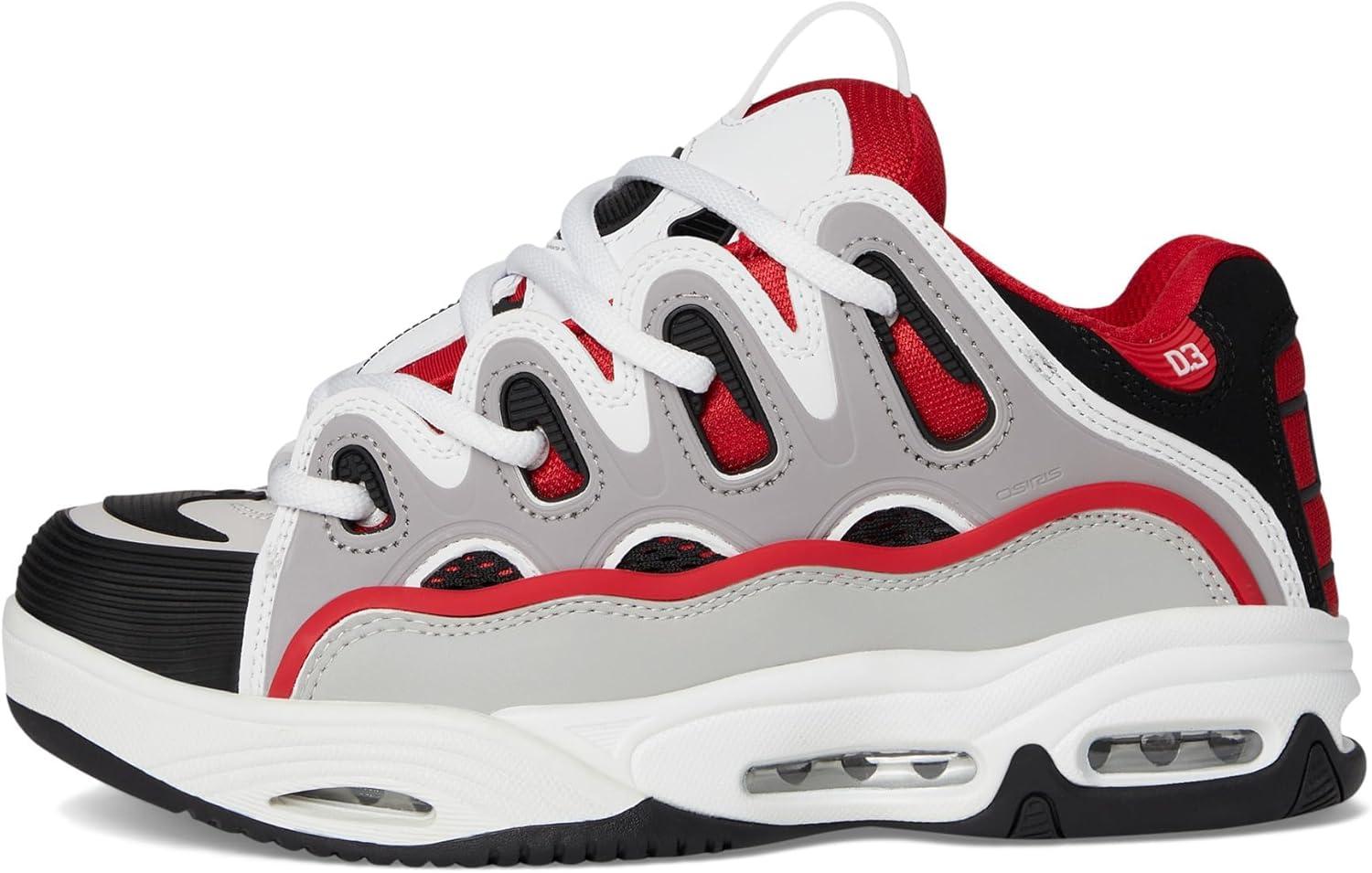 image:imageOsiris Mens D3 2001 Skate ShoeRedWhiteGrey