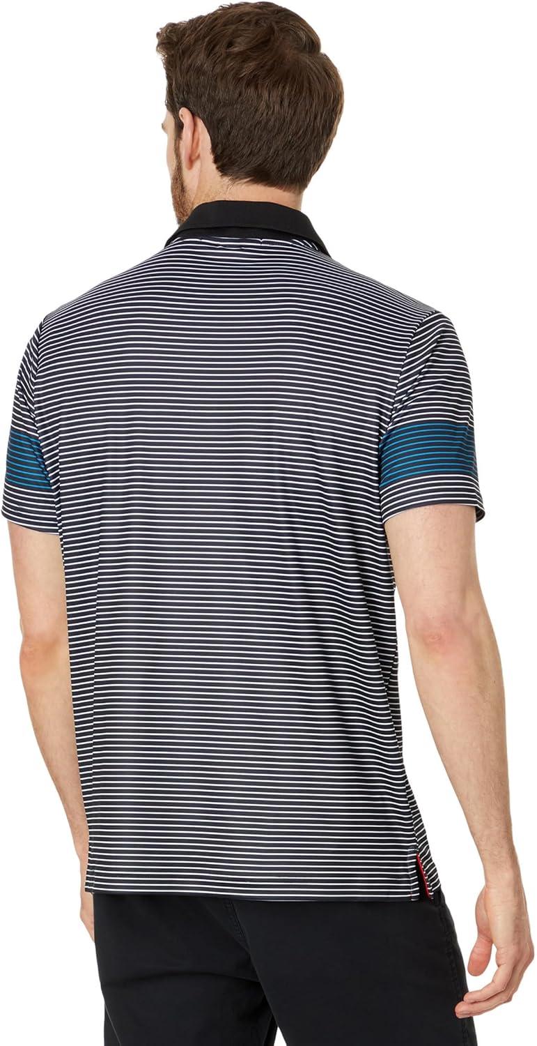 image:imageUS Polo Assn Mens Poly Spandex Engineered Printed Stripe Interlock Short Sleeve Polo ShirtBlack