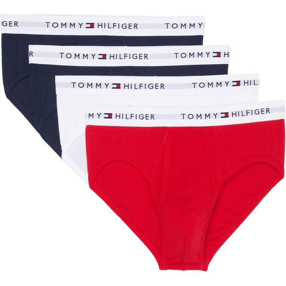 image:imageTommy Hilfiger mens Cotton Classics 4pack Brief2 Navy 1 Mahogany 1 White