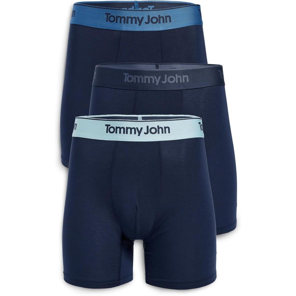image:imageTommy John mens 3pack Second Skin Modal Boxer BriefDress Blues WHigh Tide Dress Blues and Blue Elixir Wb