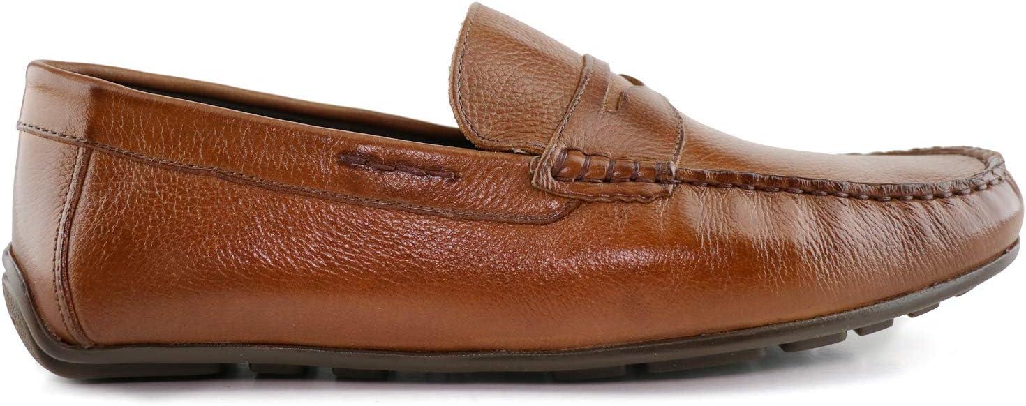 image:imageMens Leather Casual Slip On Penny LoafersCognac Grainy