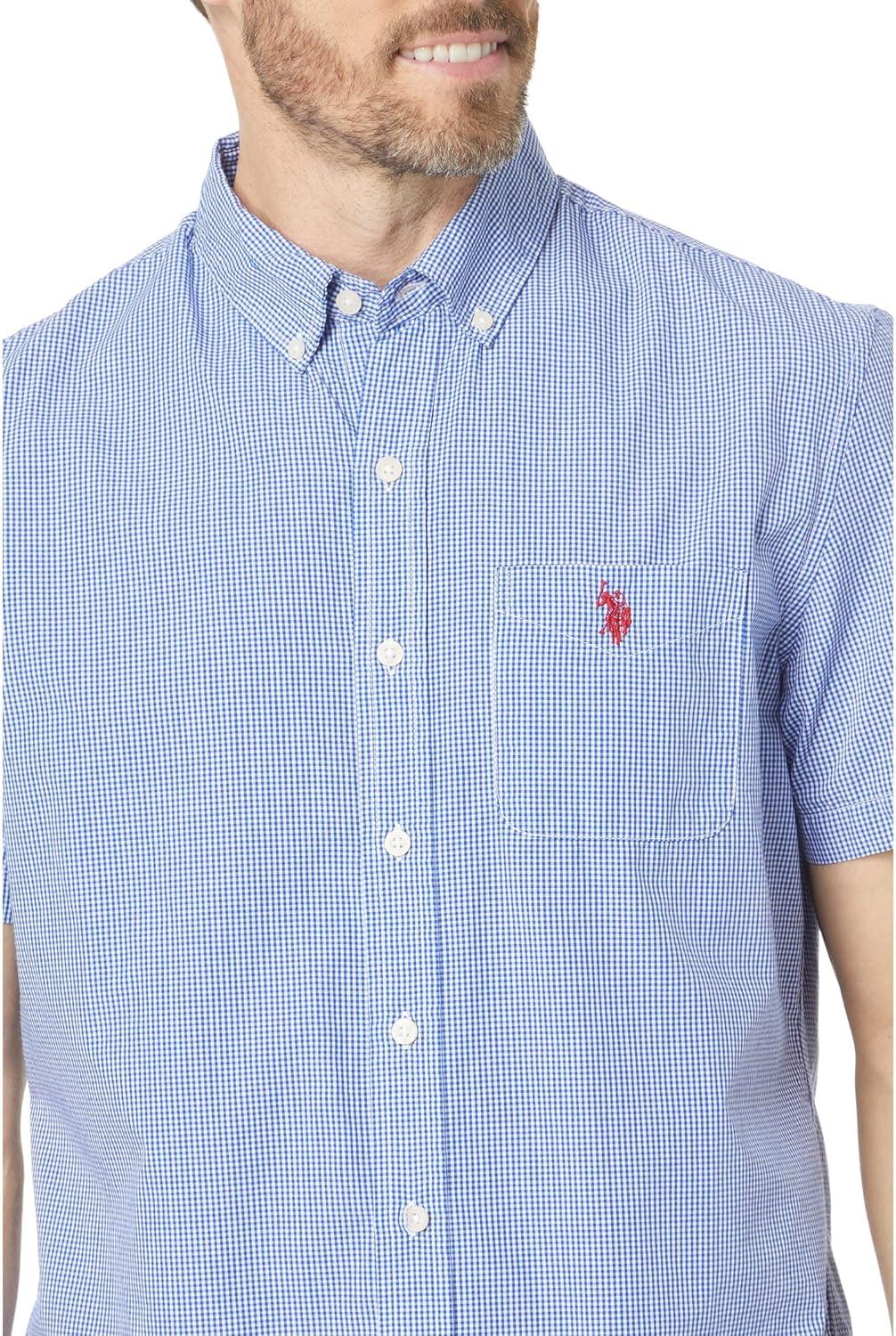 image:imageUS POLO ASSN Short Sleeve CVC YarnDye Poplin Woven ShirtBlue Raft