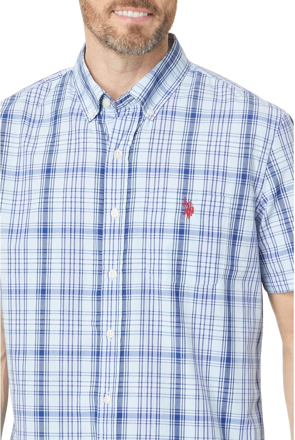 image:imageUS POLO ASSN Short Sleeve CVC YarnDye Poplin Woven ShirtWindsurfer Blue