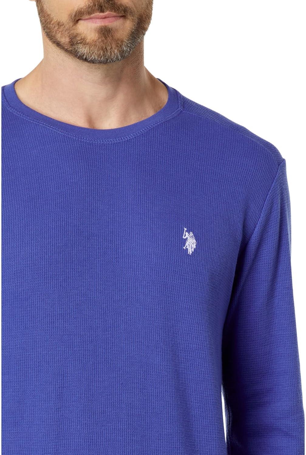 image:imageUS Polo Assn Mens Long Sleeve Crew Neck Solid Thermal ShirtDazzling Blue