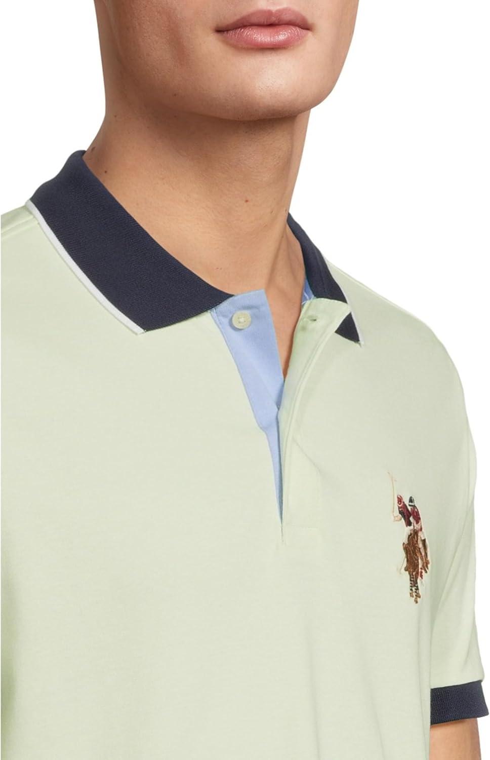 image:imageUS Polo Assn Mens Short Sleeve Slim Fit Multicolor Pony Interlock Polo ShirtMint Tea