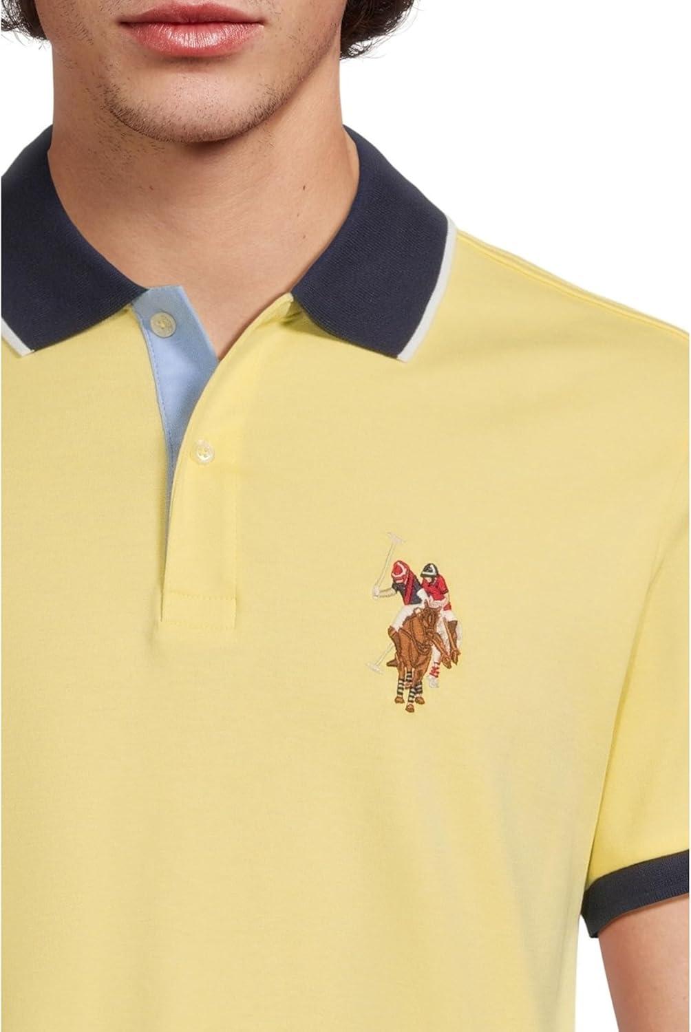 image:imageUS Polo Assn Mens Short Sleeve Slim Fit Multicolor Pony Interlock Polo ShirtPopcorn