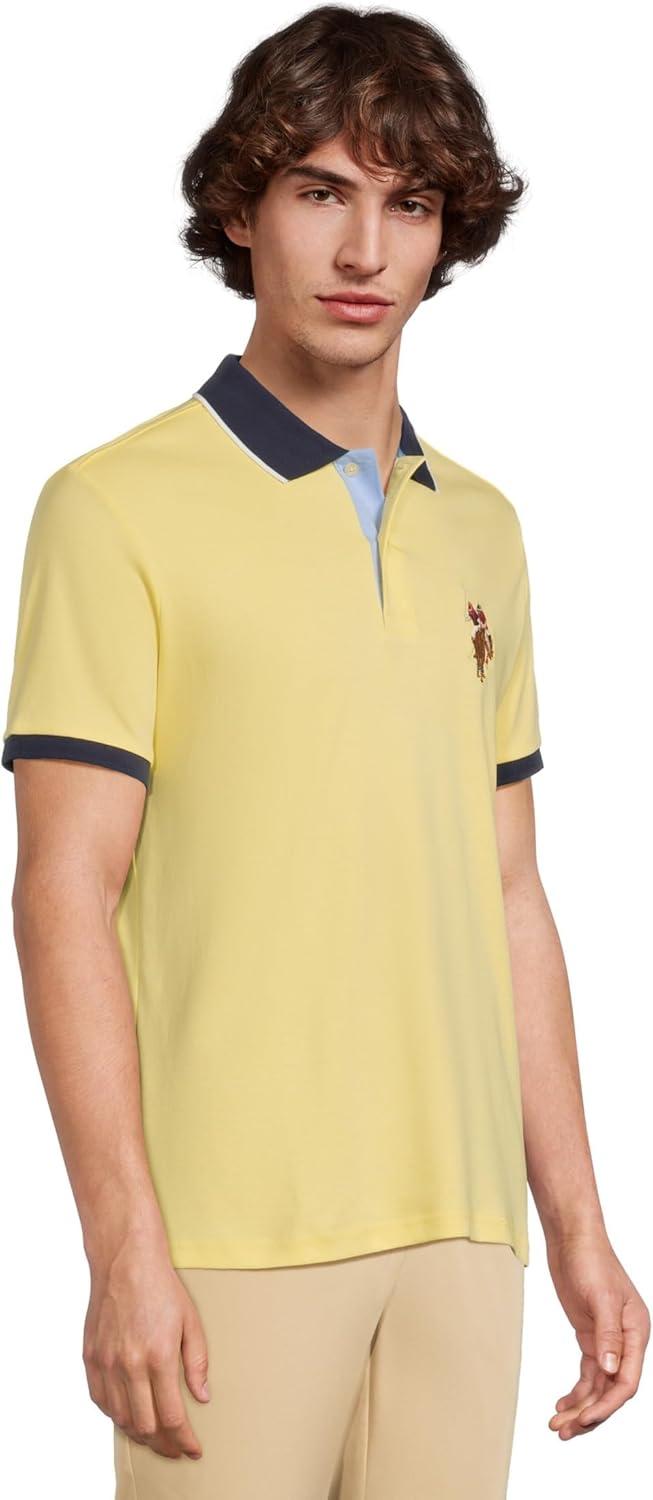 image:imageUS Polo Assn Mens Short Sleeve Slim Fit Multicolor Pony Interlock Polo ShirtPopcorn