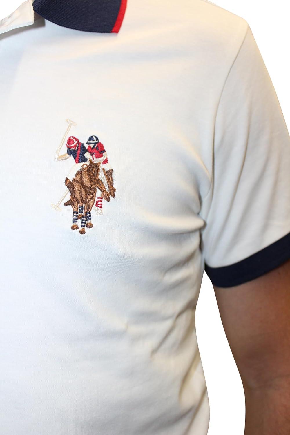 image:imageUS Polo Assn Mens Short Sleeve Slim Fit Multicolor Pony Interlock Polo ShirtWhite