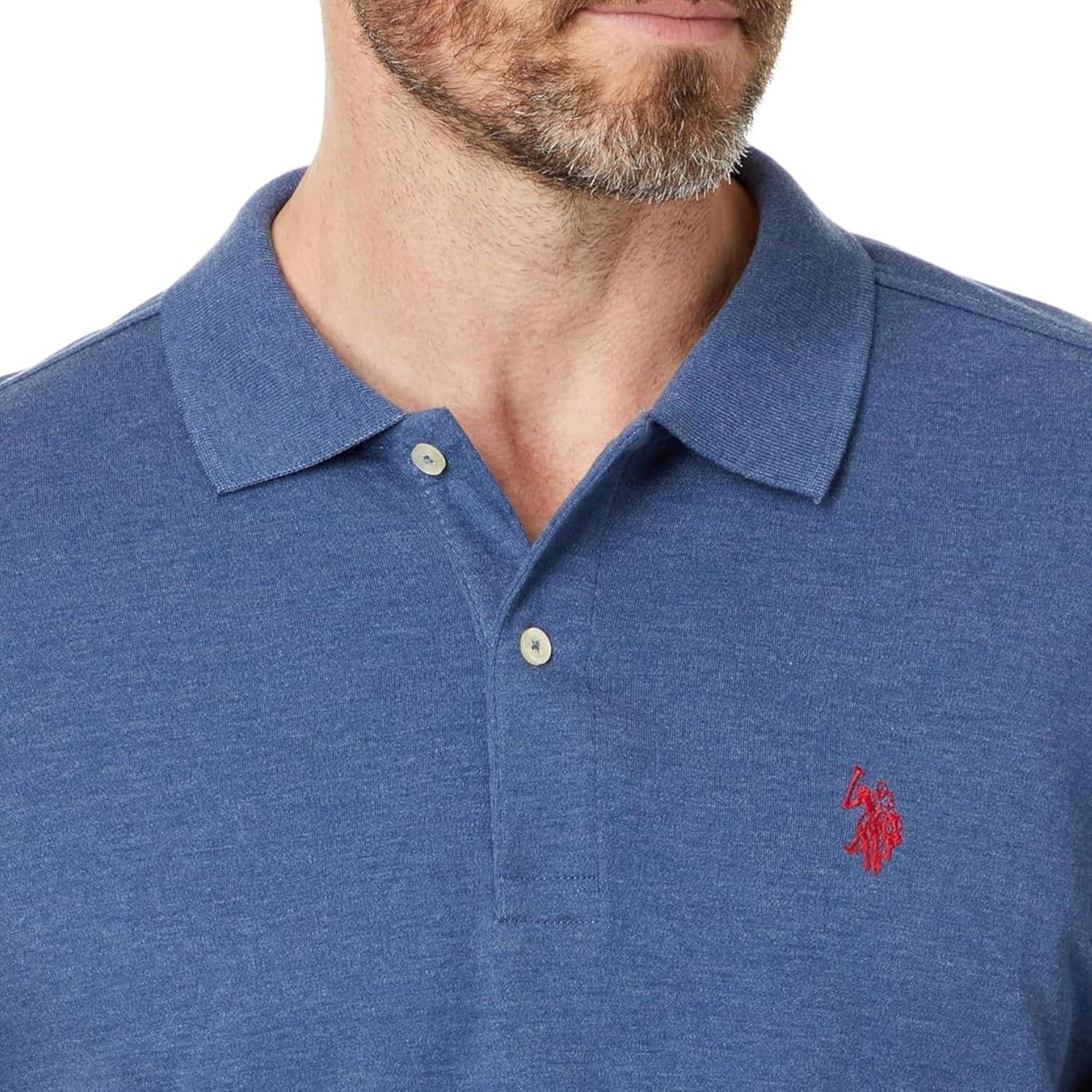 image:imageUS Polo Assn Mens Slim Fit Interlock PoloBlue Water Heather