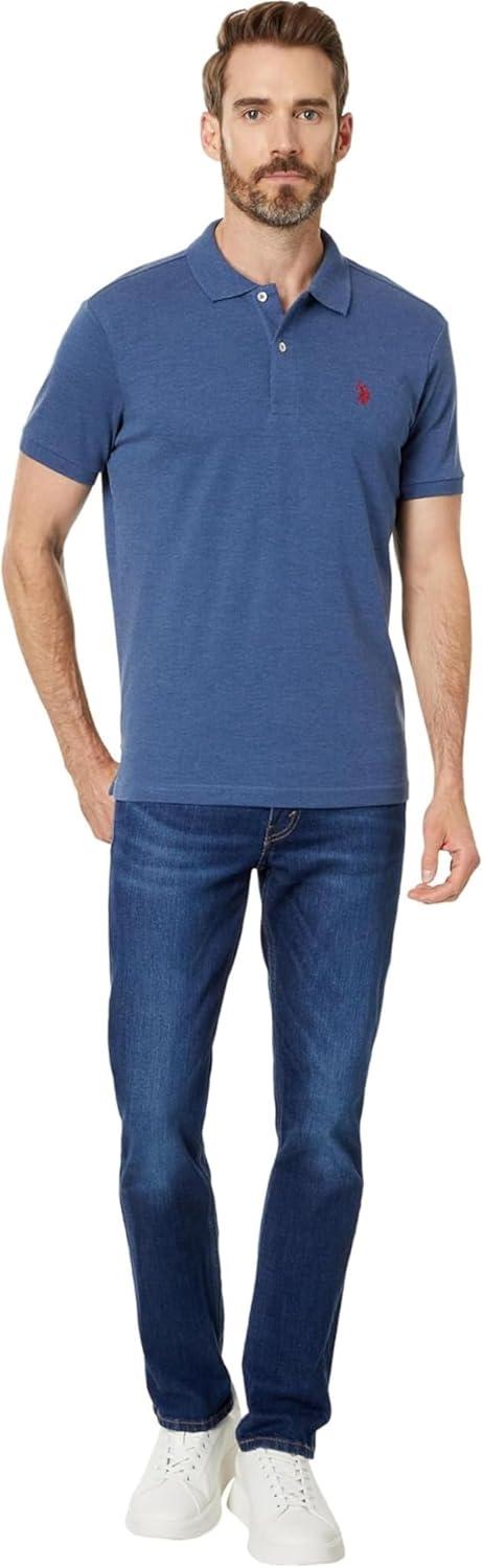 image:imageUS Polo Assn Mens Slim Fit Interlock PoloBlue Water Heather