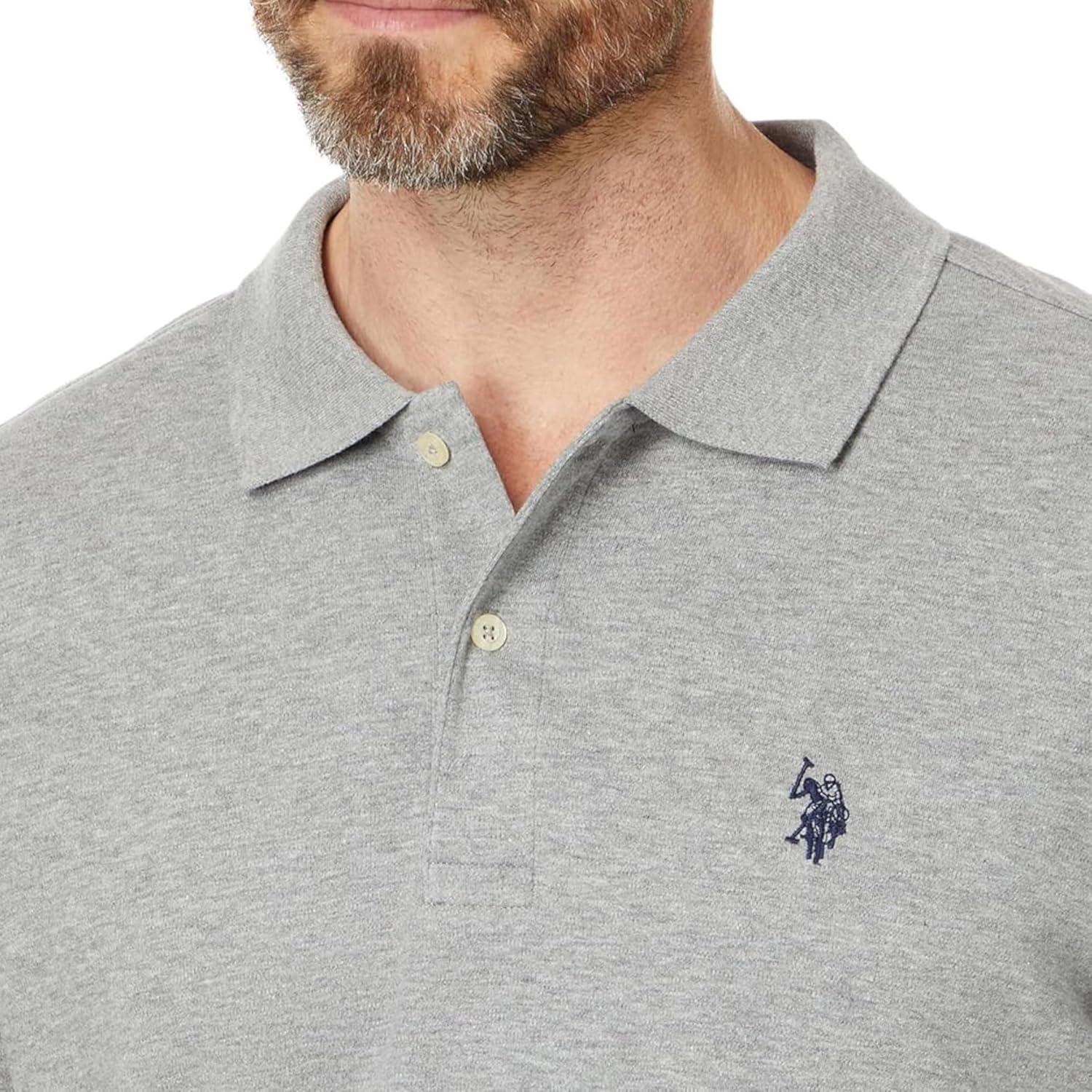 image:imageUS Polo Assn Mens Slim Fit Interlock PoloHeather Grey