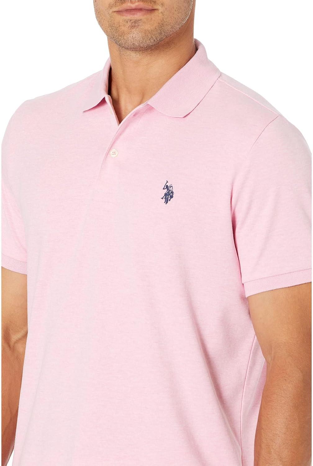 image:imageUS Polo Assn Mens Standard Solid Interlock Shirt Pink Sunset Heather L