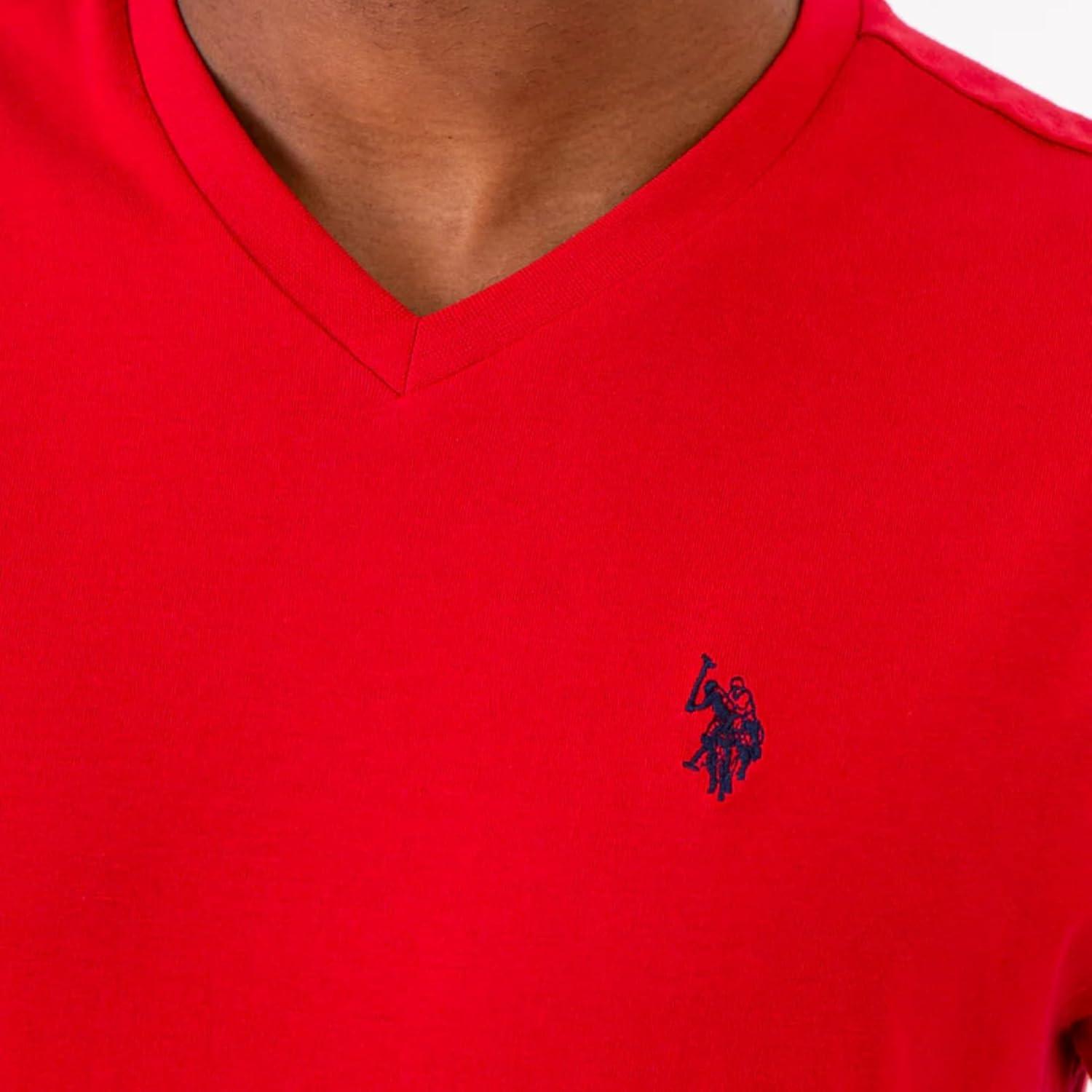 image:imageUS Polo Assn Mens VNeck TeeClassic NavyWhiteEngine Red