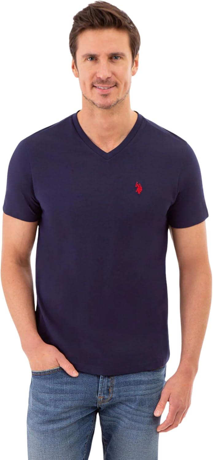 image:imageUS Polo Assn Mens VNeck TeeClassic NavyWhiteEngine Red
