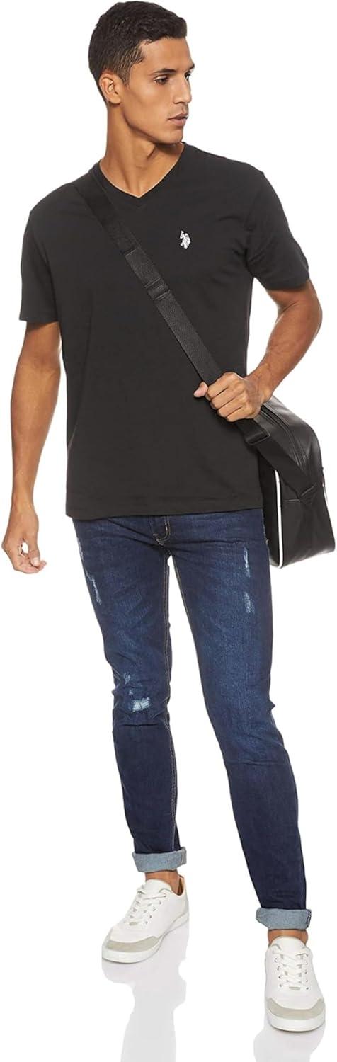 image:imageUS Polo Assn Mens VNeck TeeHeather GreyWhiteBlack