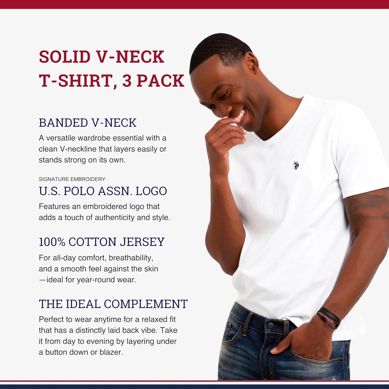 image:imageUS Polo Assn Mens VNeck TeeWhiteWhiteWhite