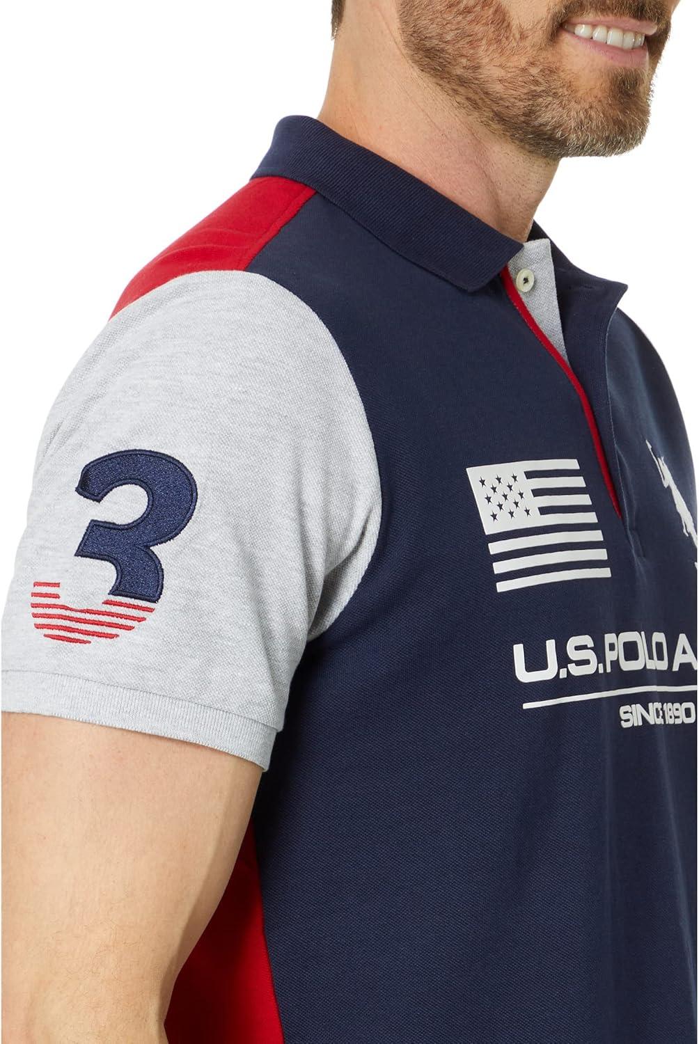 image:imageUS Polo Assn Slim Fit Contrast Body Knit Polo ShirtClassic Navy