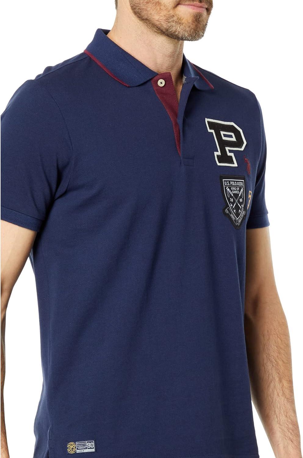 image:imageUS Polo Assn Slim Fit Multi Patch Pique Knit ShirtClassic Navy