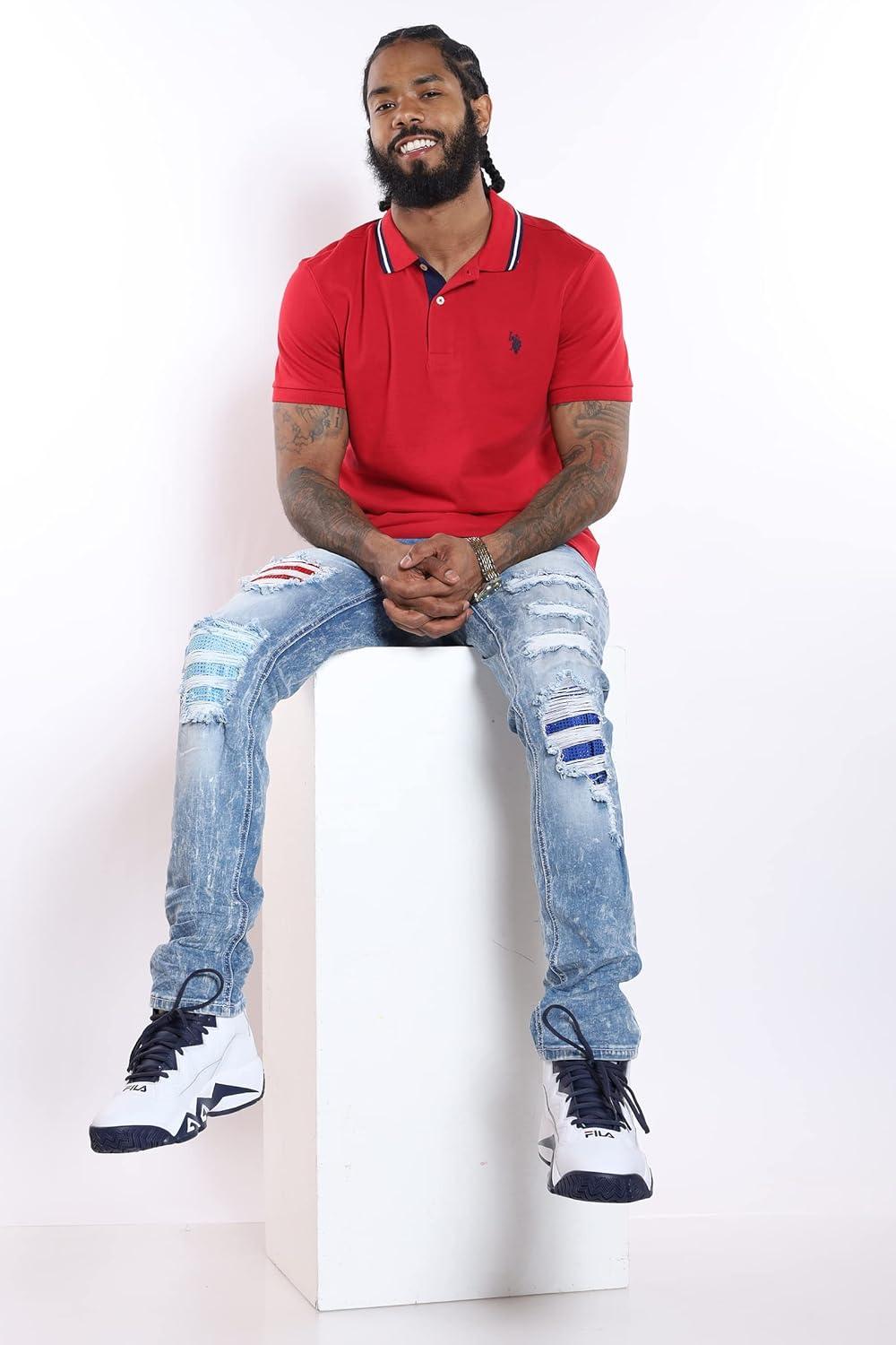 image:imageUS Polo Assn Slim Fit Small Pony Pique Polo Engine Red MD