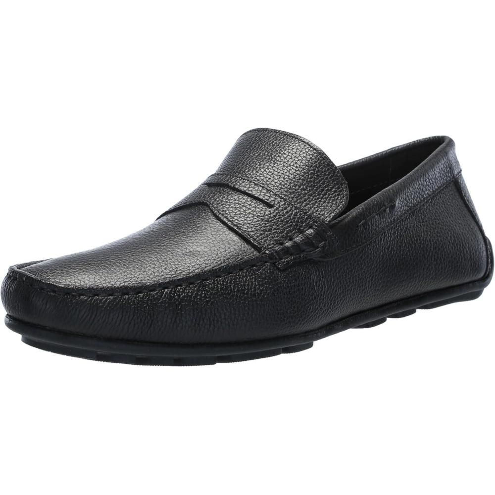image:imageMens Leather Casual Slip On Penny LoafersBlack Grainy