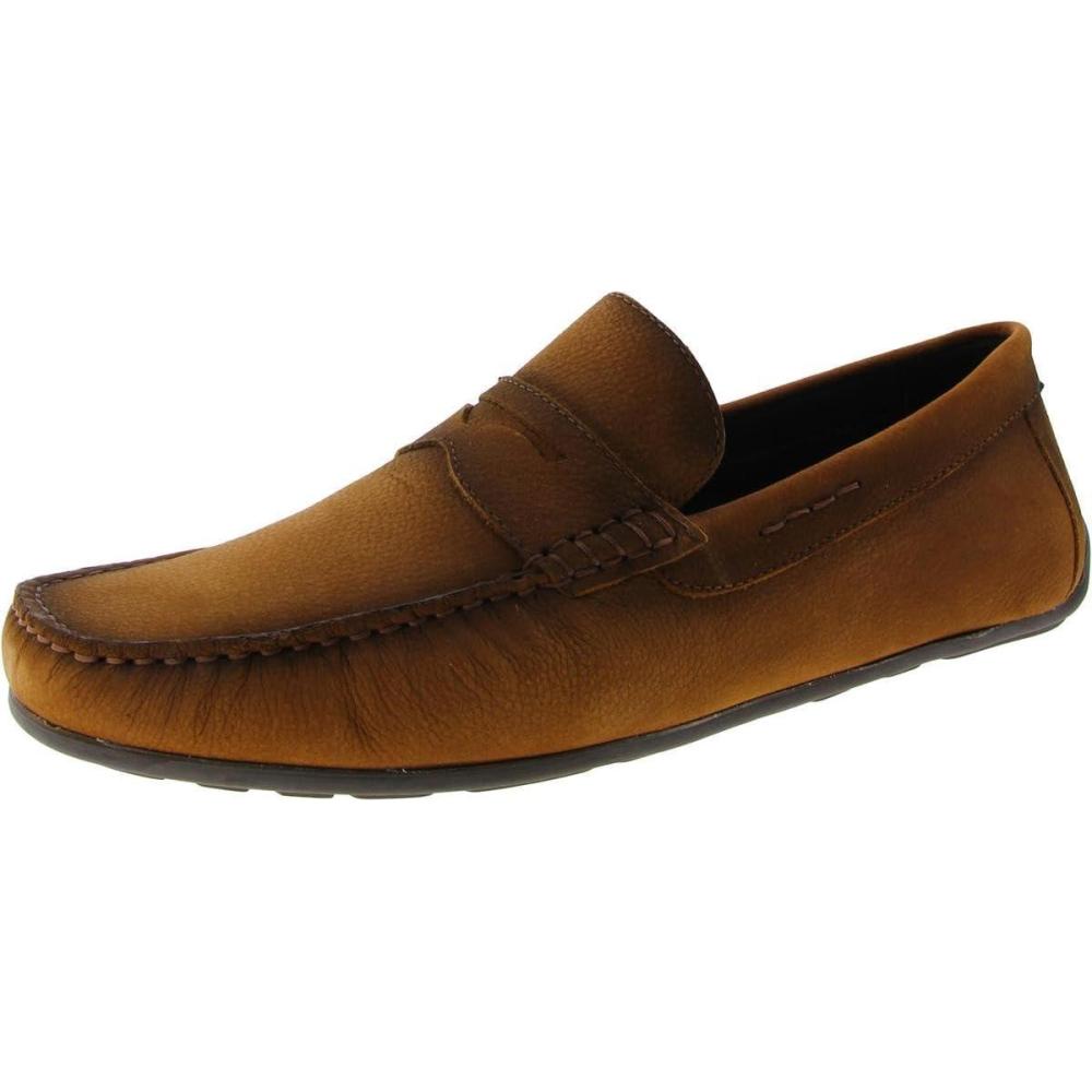 image:imageMens Leather Casual Slip On Penny LoafersHavana Nobuck Grainy
