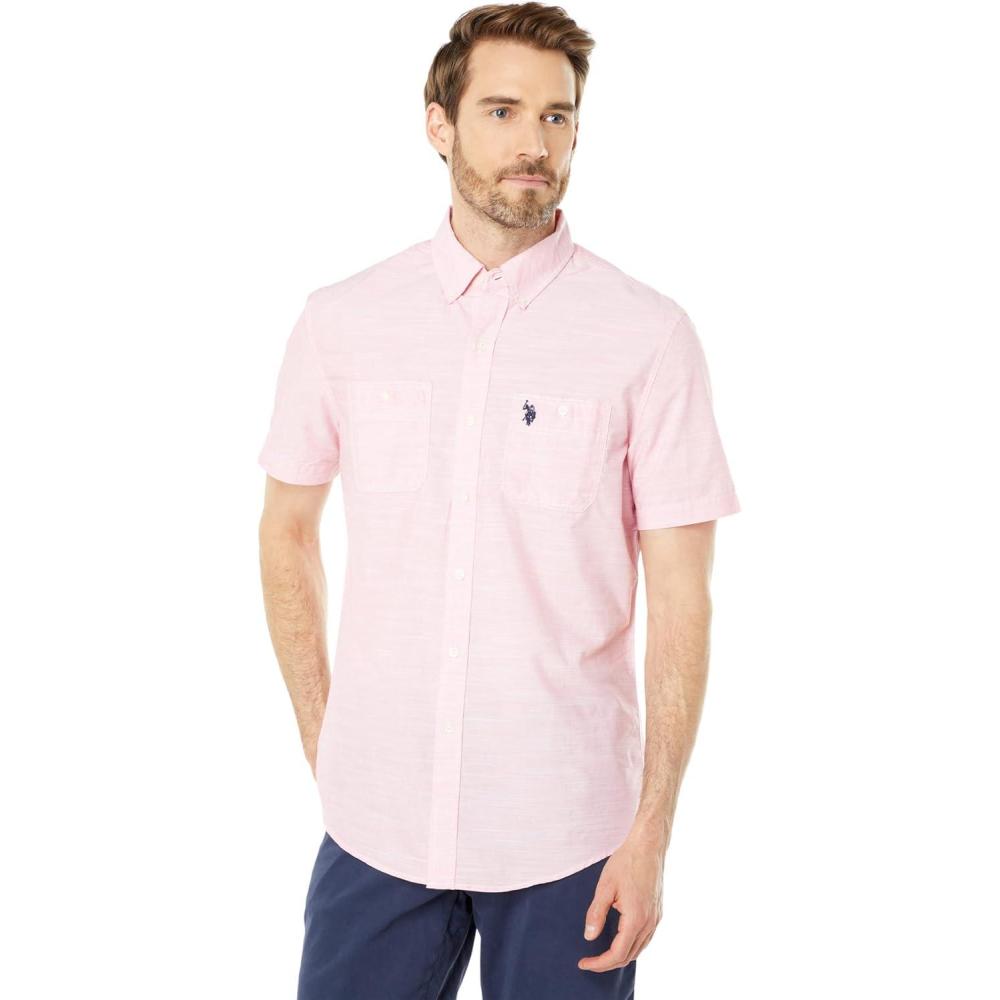 image:imageSHORT SLEEVE SLUB WOVEN SHIRTCalypso Coral
