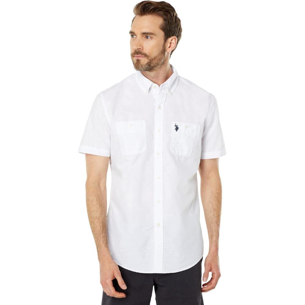 image:imageSHORT SLEEVE SLUB WOVEN SHIRTOptic White