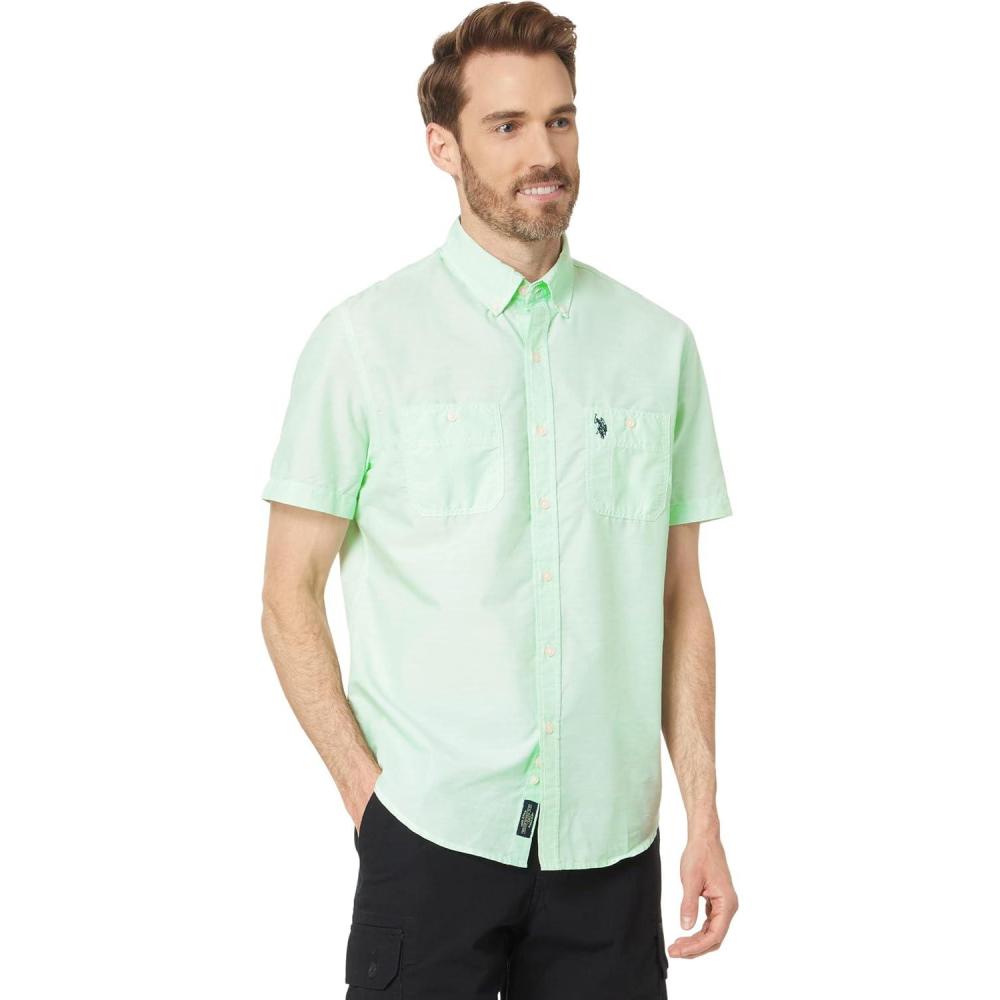 image:imageSHORT SLEEVE SLUB WOVEN SHIRTPatina Green