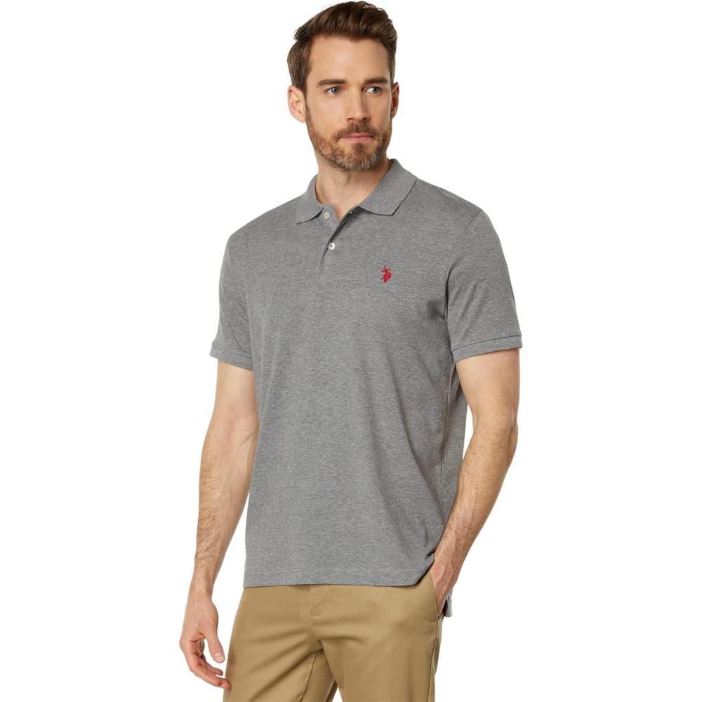 image:imageSOLID INTERLOCK POLO SHIRTCampus Heather Gray