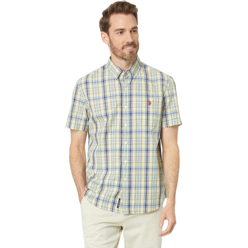 image:imageUS POLO ASSN Short Sleeve CVC YarnDye Poplin Woven ShirtPopcorn