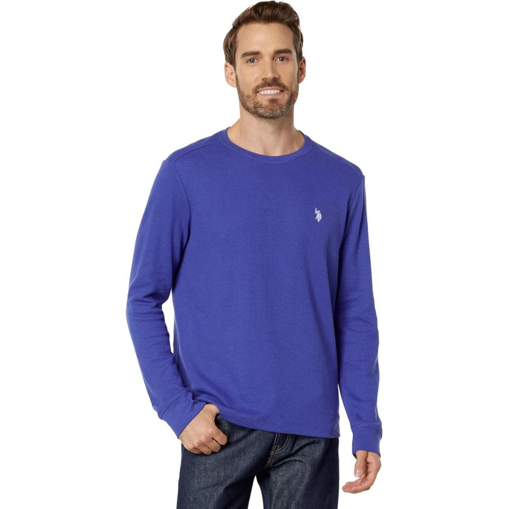 image:imageUS Polo Assn Mens Long Sleeve Crew Neck Solid Thermal ShirtDazzling Blue