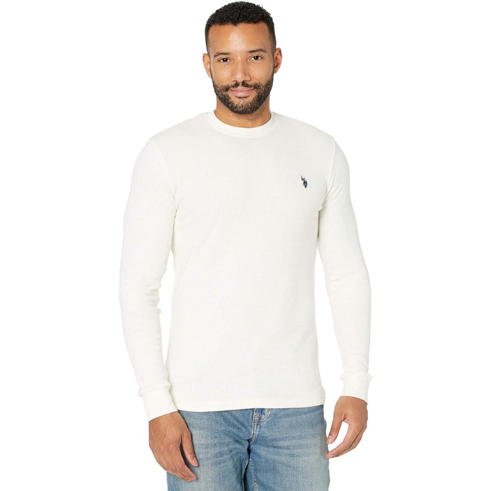 image:imageUS Polo Assn Mens Long Sleeve Crew Neck Solid Thermal ShirtVanilla Prep