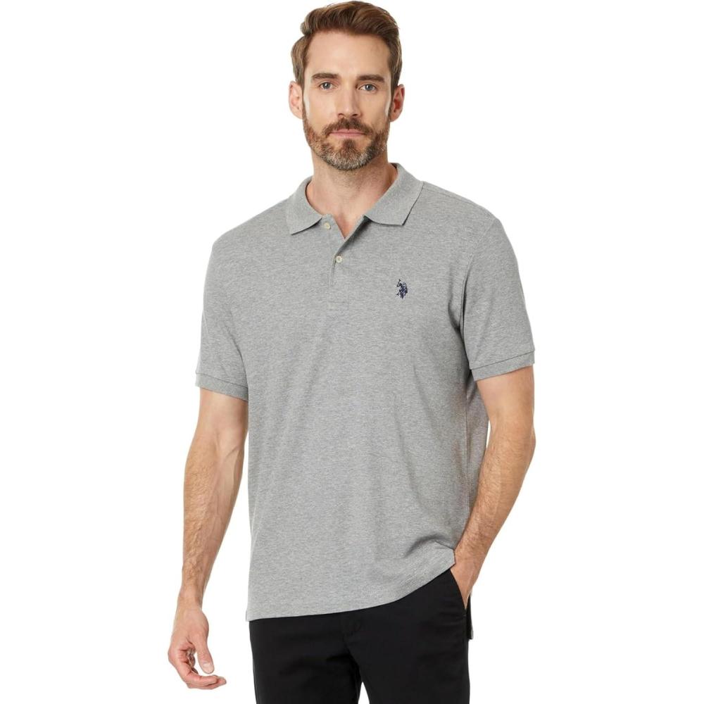 image:imageUS Polo Assn Mens Slim Fit Interlock PoloHeather Grey