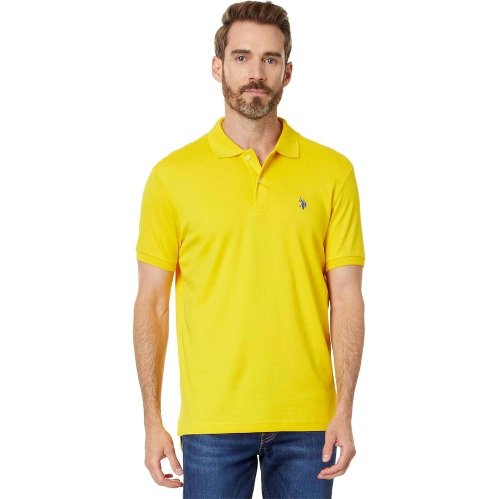 image:imageUS Polo Assn Mens Slim Fit Interlock PoloScoring Yellow