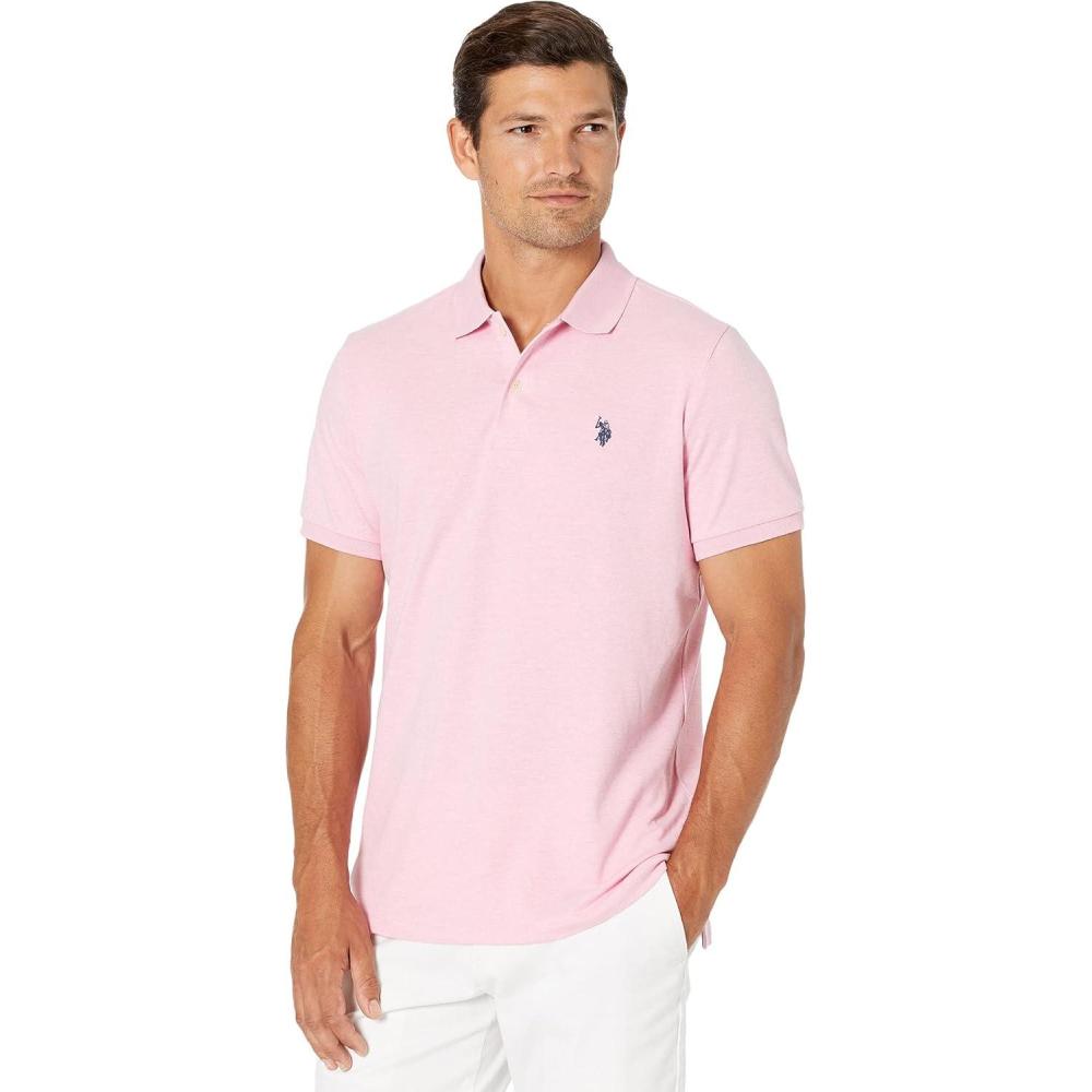 image:imageUS Polo Assn Mens Standard Solid Interlock Shirt Pink Sunset Heather L